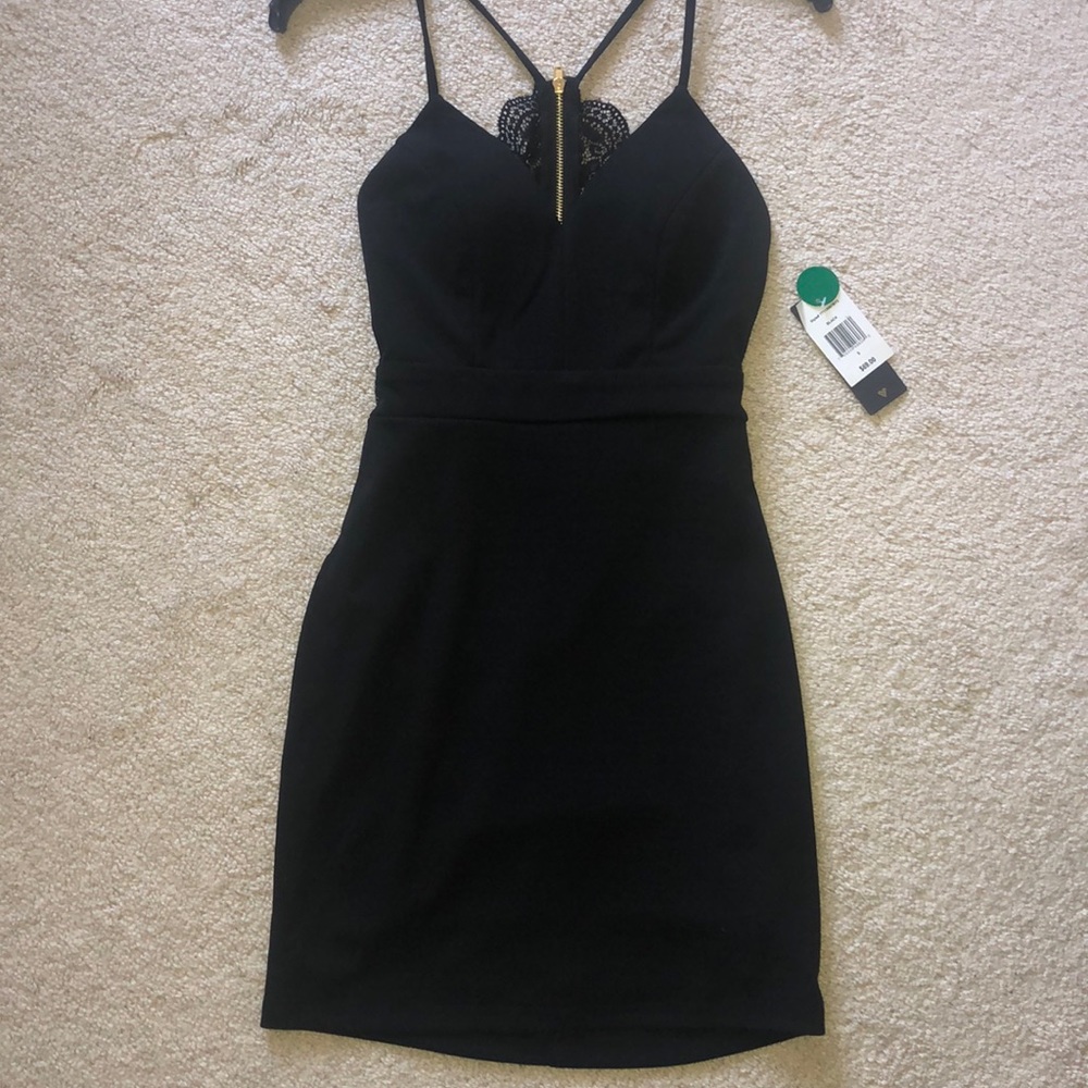 Lace-Back Short Black Homecoming Party Dress - Picture 3 of 6